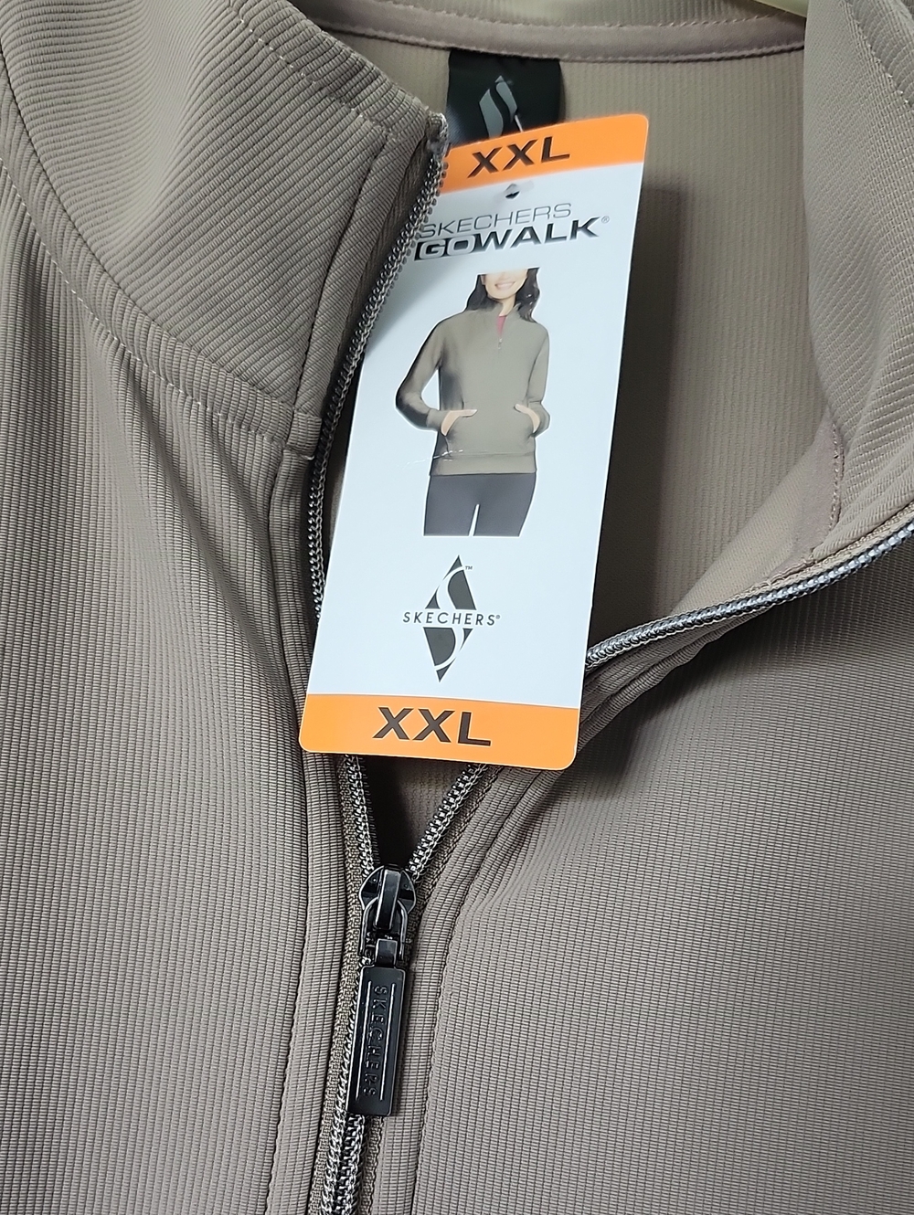 Skechers GoWalk Ribbed Zip Jacket in Taupe